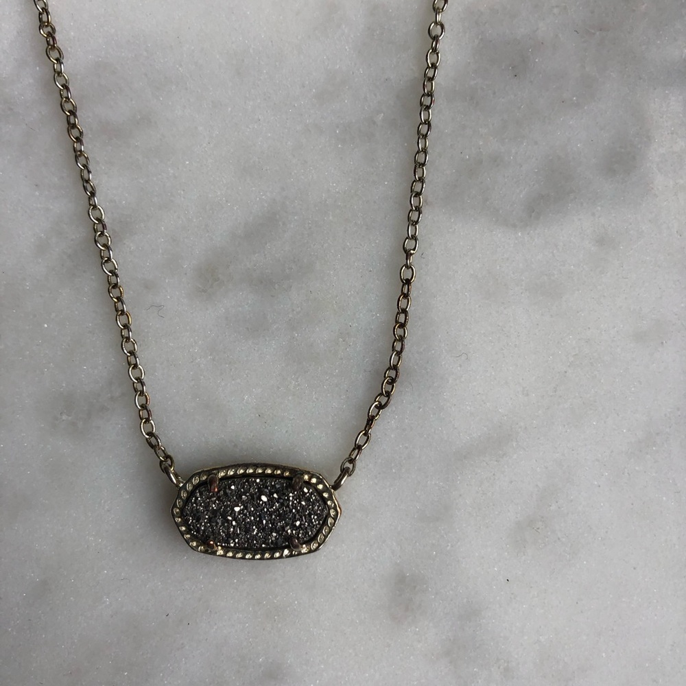Kendra Scott Necklace Gold Pendant Platinum Drusy